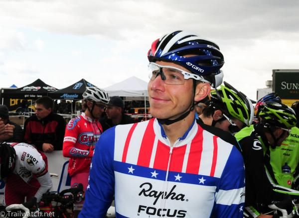 Jeremy Powers (Rapha Focus) on the front row at the start