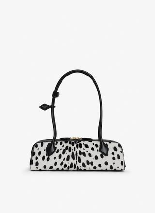 White/black Le Teckel Medium Bag in Pony Dots