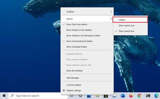 Hide search box on Windows 10