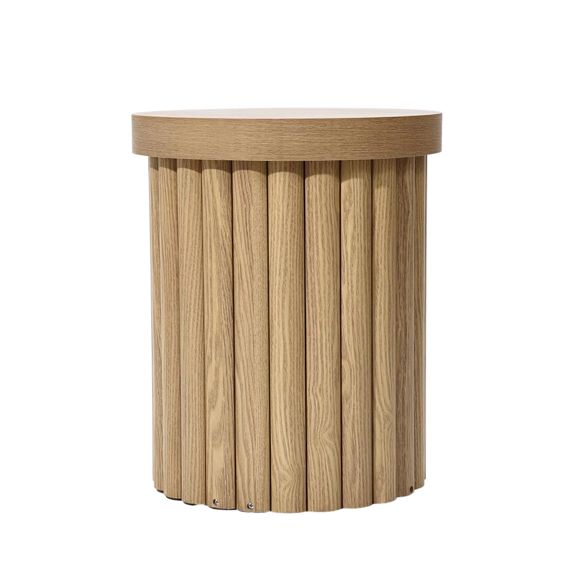 a fluted wood side table