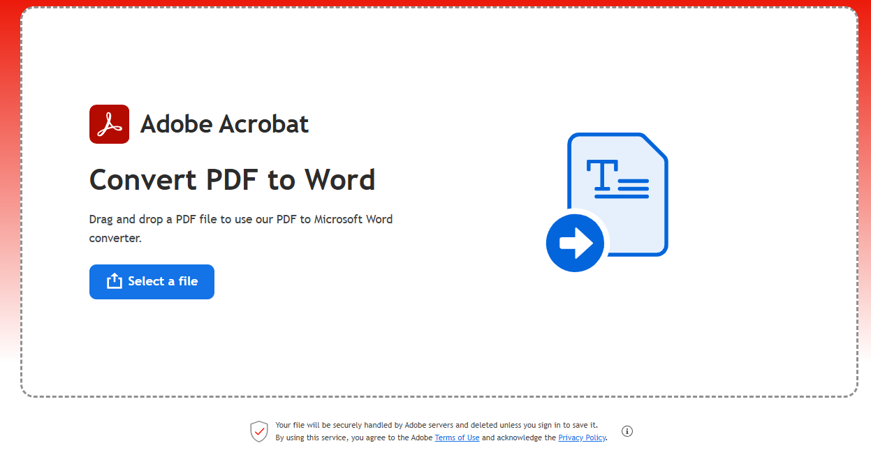 Adobe Acrobat PDF to Word converter in use