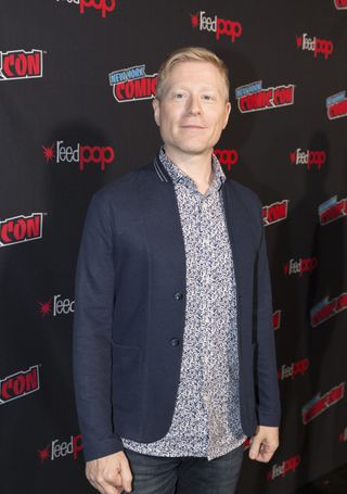 Anthony Rapp (center), who plays Stamets on "Star Trek: Discovery," appears at New York Comic Con 2018.