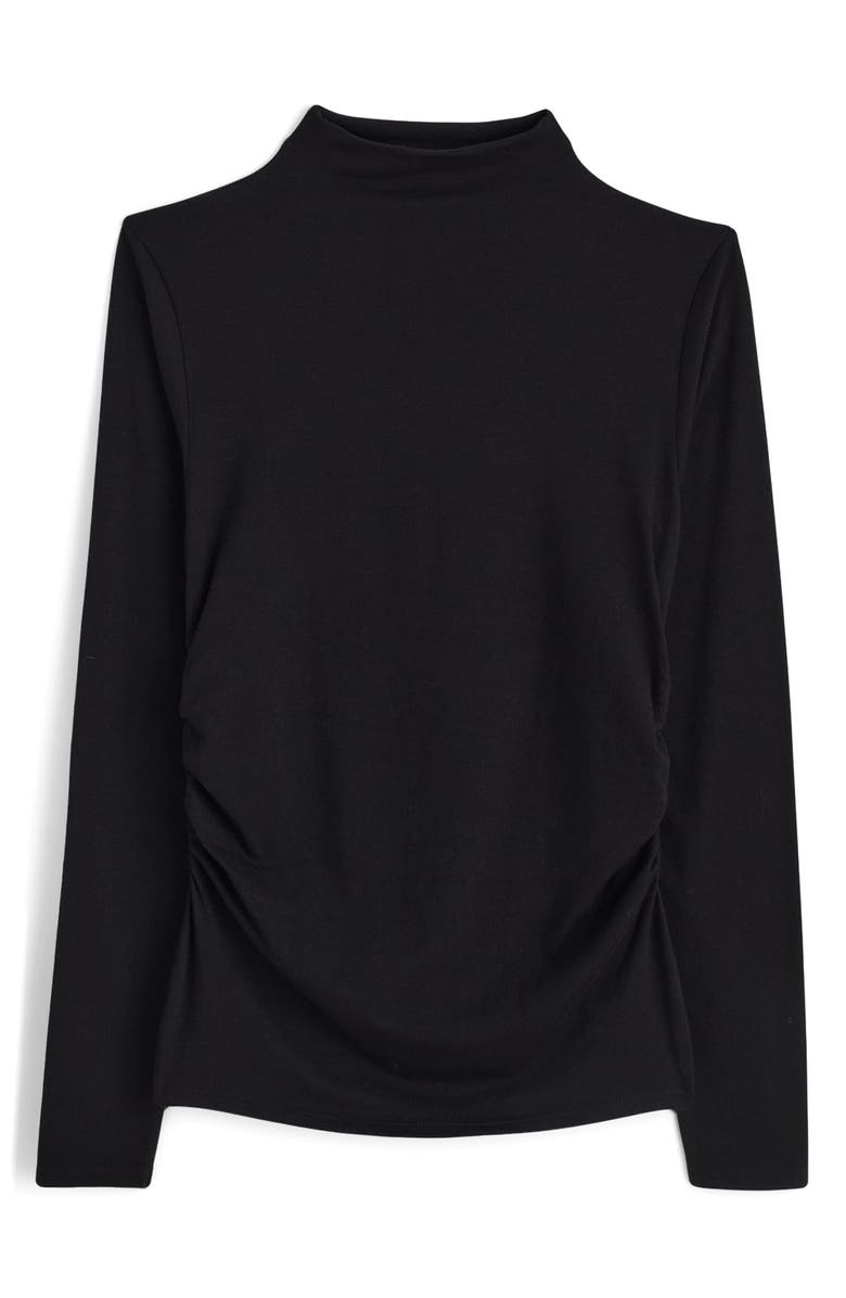 Ruched Mock Neck Long Sleeve Top
