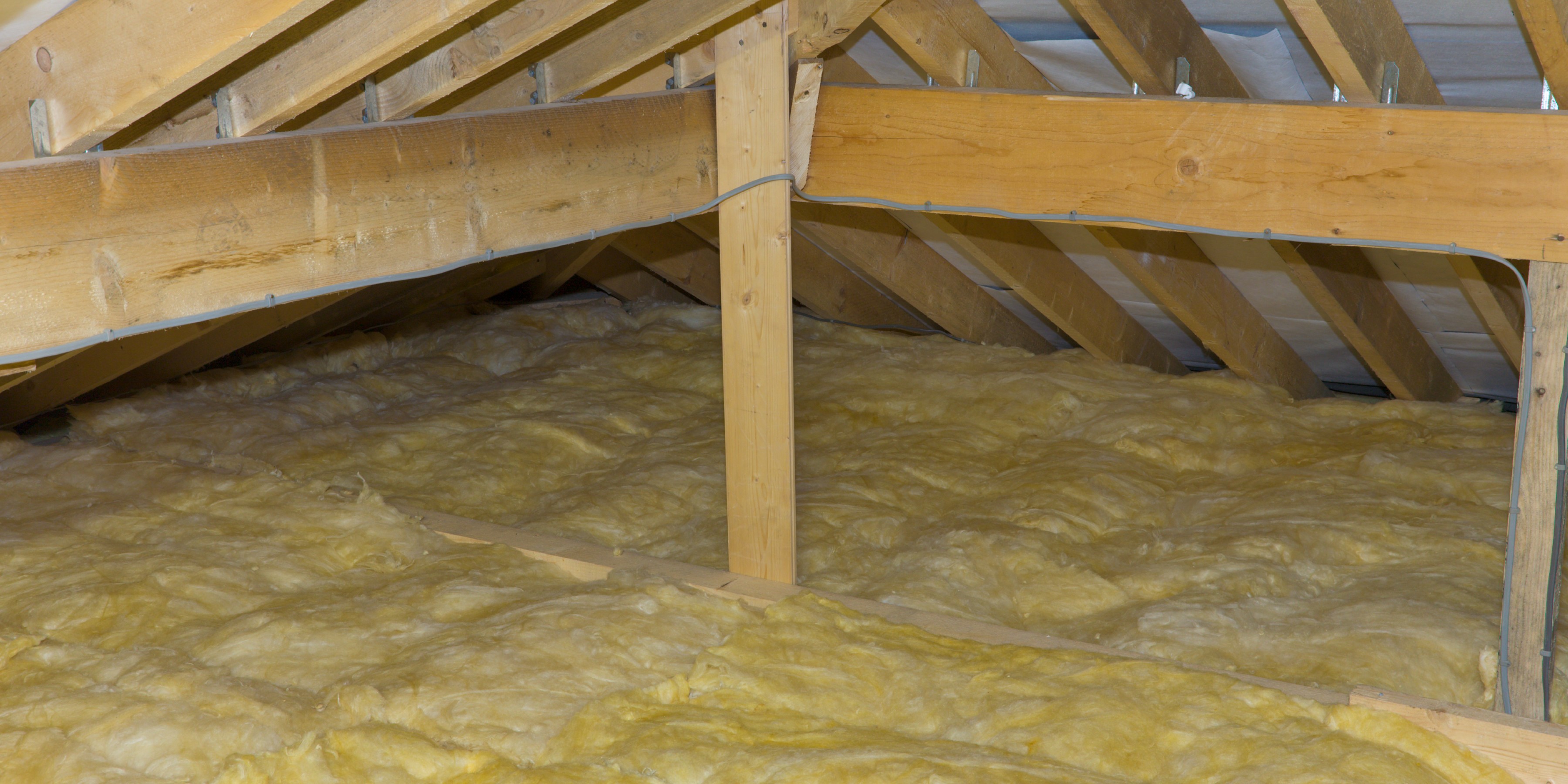 Freshly laid loft insulation in attic space