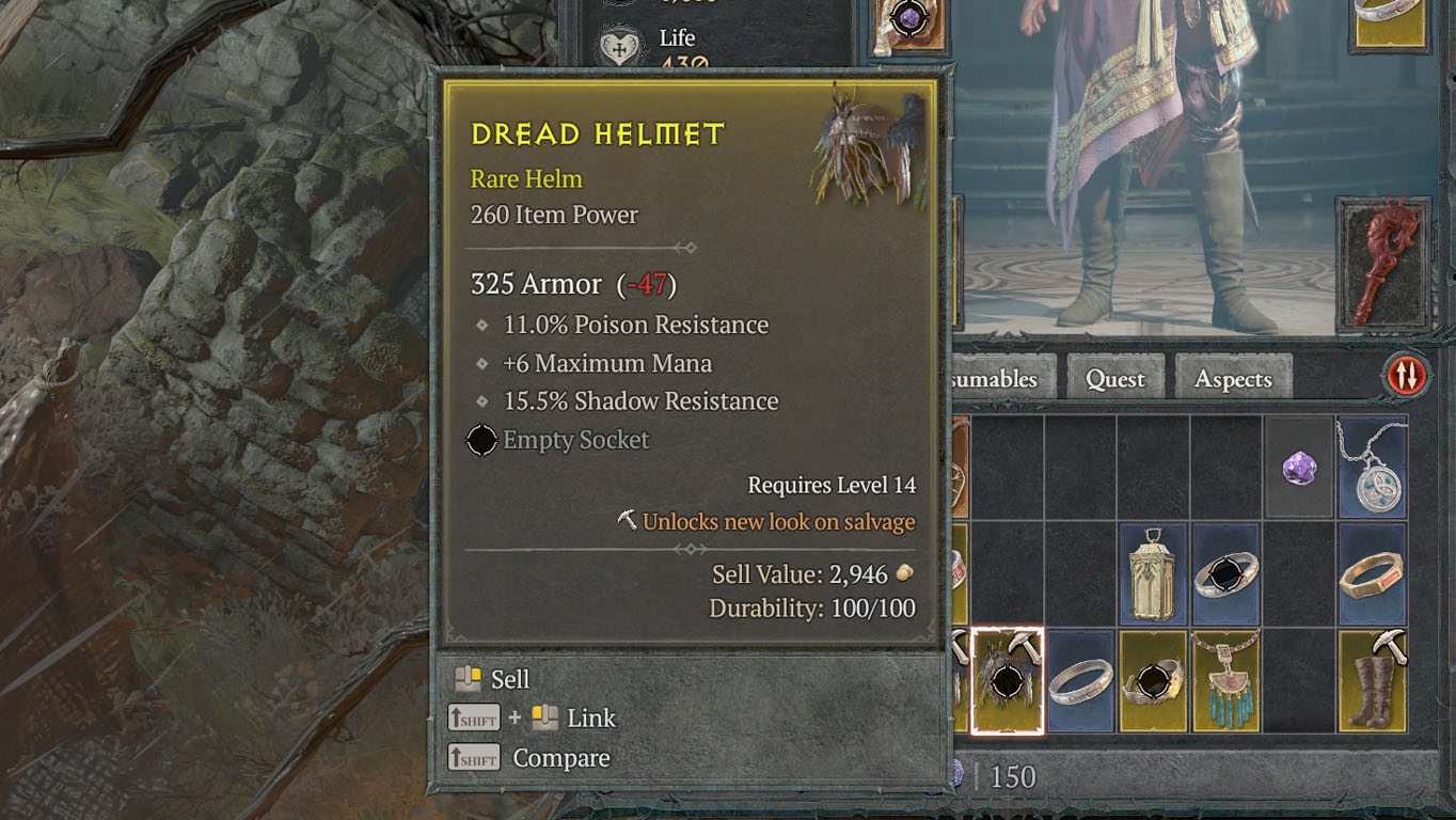 Diablo 4: Волшебница увеличивает общий запас маны с помощью снаряжения.