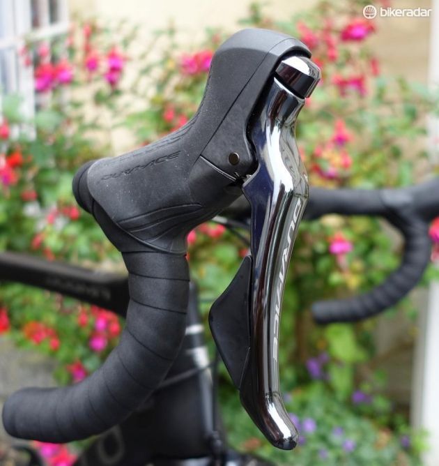The new shifters have slightly updated ergonomics than include a larger rearward paddle
