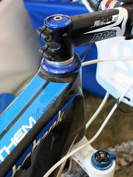 The Rabobank-Giant Off-Road Team bikes are fitted with Chris King InSet headsets. Note Adam Craig's use of a road stem to get the bar height he prefers.