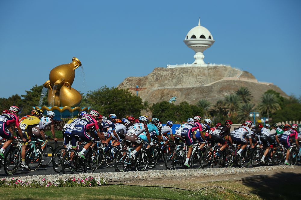 Riders take a corner on the last day in Oman.