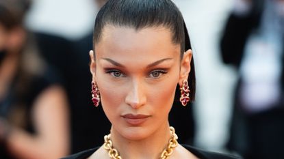 Bella Hadid attends the &quot;Tre Piani (Three Floors)&quot; screening during the 74th annual Cannes Film Festival on July 11, 2021 in Cannes, France.