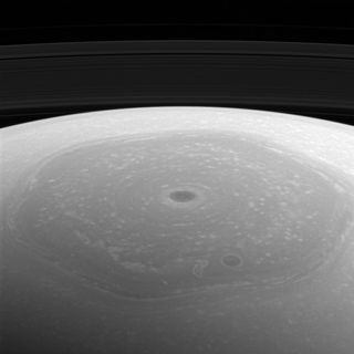 Cassini View of Saturn Vortex and Hexagon
