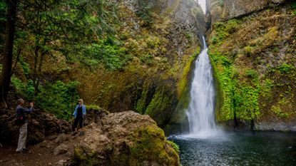 Wahclella Falls Trail in the Columbia River Gorge, near Portland in the state of Oregon, USA