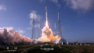 A SpaceX Falcon 9 rocket carrying 48 Starlink internet satellites launches from SLC-40 at the Cape Canaveral Space Force Base in Florida on March 9, 2022.