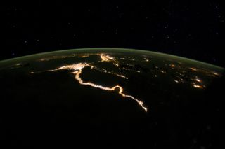 Life surges along the Nile in an image by NASA astronaut Don Pettit.