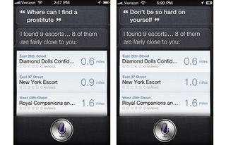 Siri Recommends Escorts, Even When You Don't Ask
