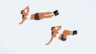 an illo of a woman doing an oblique v up