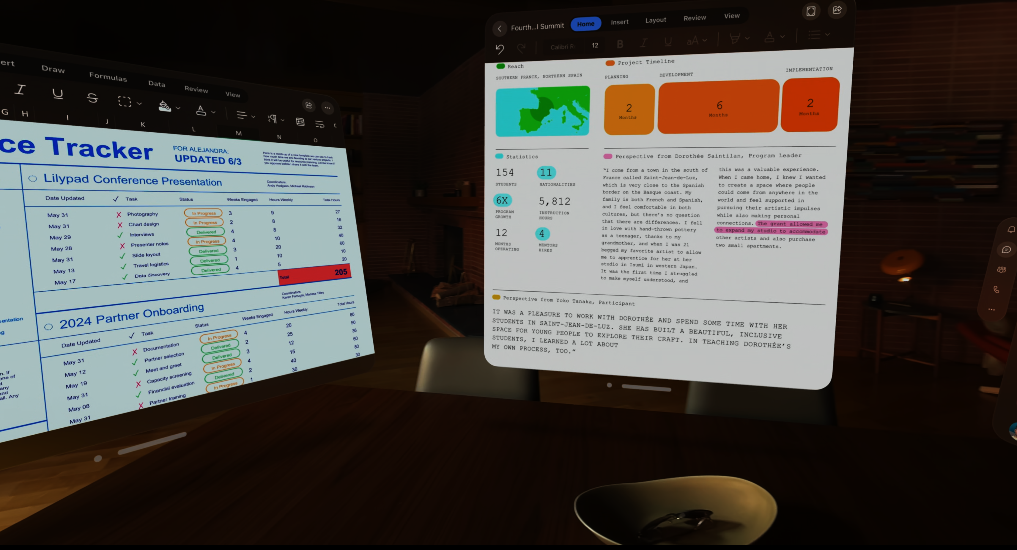 Microsoft Office e Teams no fone de ouvido Apple Vision Pro VR