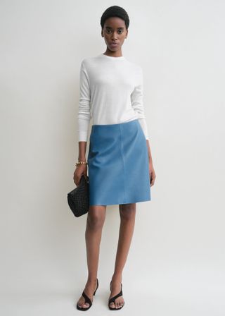 Leather Skirt Azure