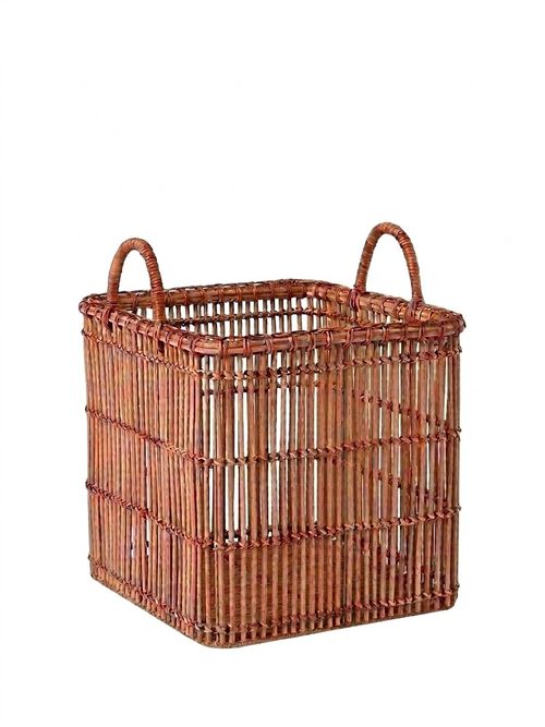 Mid-Century Woven Rattan Basket, Large