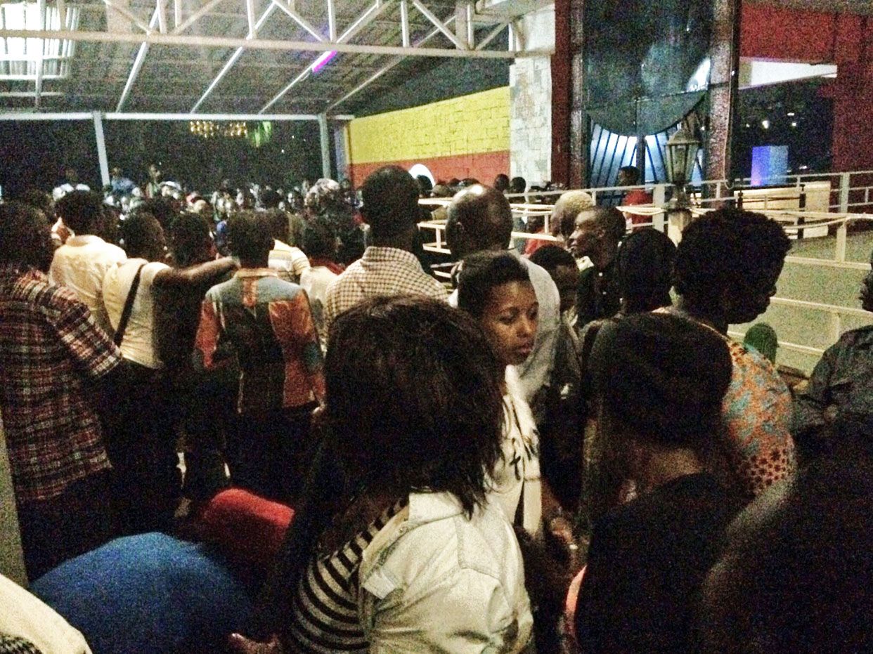 Everyone at the event was locked in by the police and held for about an hour