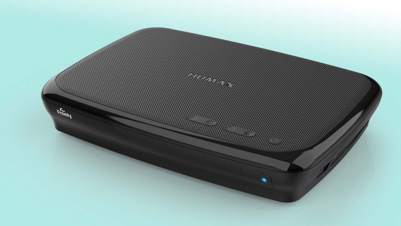 Humax FHR-6000T Freely set-top-box on a blue background