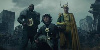 Boastful, Kid, Alligator and Classic Loki stumbling upon OG Loki in Episdoe 5