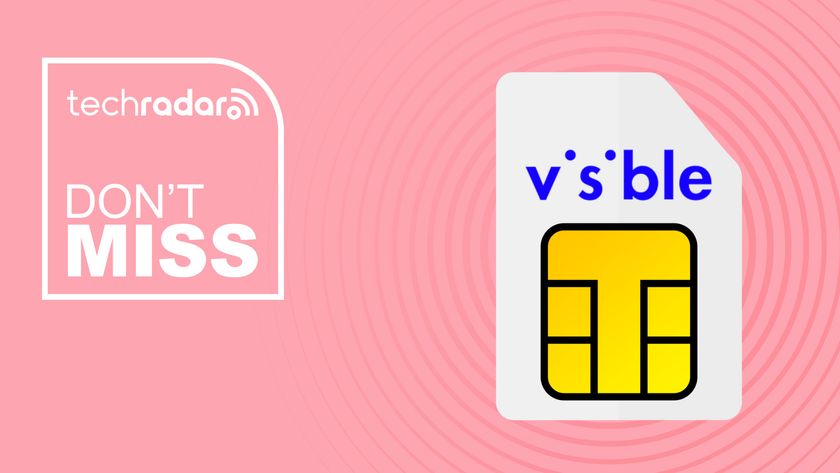 Visible Wireless branded sim card on pink background with don&#039;t miss text overlay