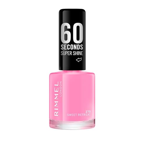 Rimmel 60 Seconds Super Shine Nail Polish, 270 Sweet Retreat, Quick-Dry Nail Polish, Ultra-Shiny Finish, Easy to Apply, Vibrant Colour, Long-Wearing, Clean and Improved Formula, Vegan, 8ml