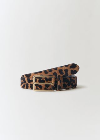 Leopard-Print Leather Belt