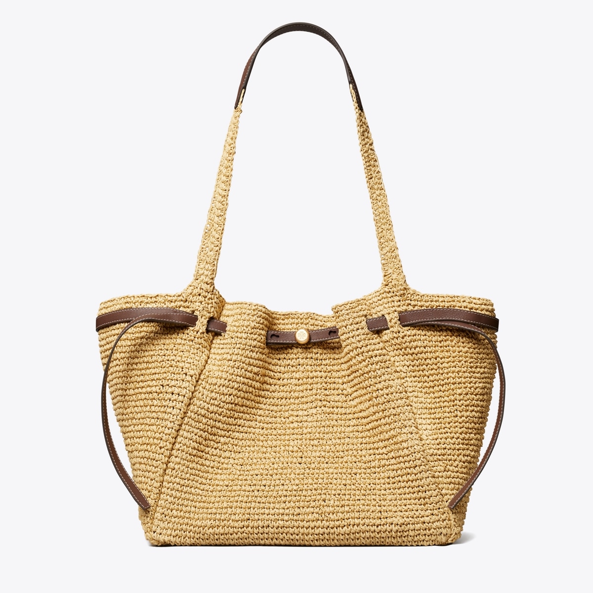 Romy Woven Tote in Beige, Size Os
