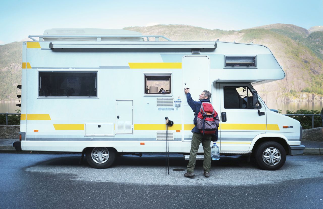 Man entering RV.