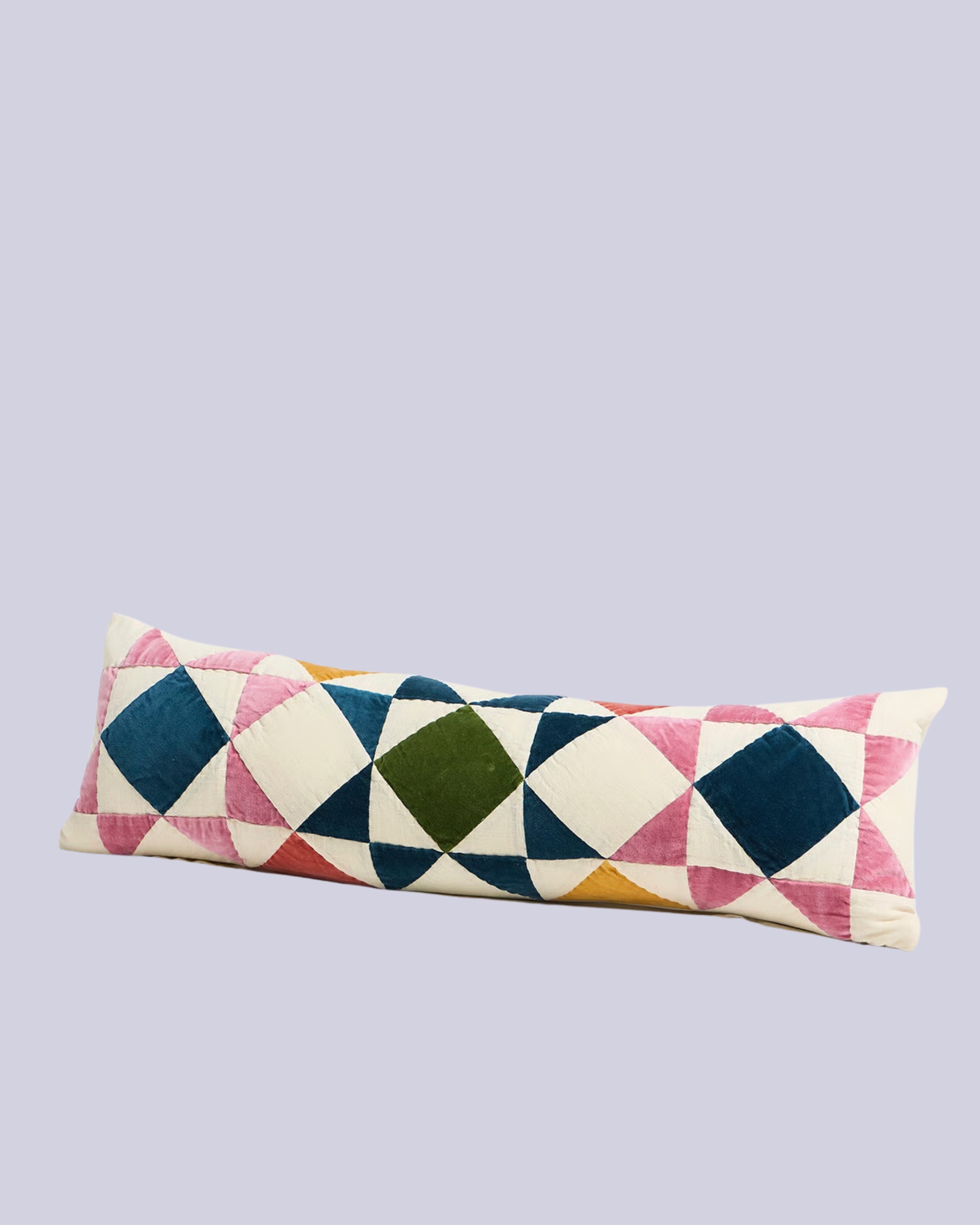 Oliver Bonas, Patchwork Multicolour Velvet Bolster Cushion Cover