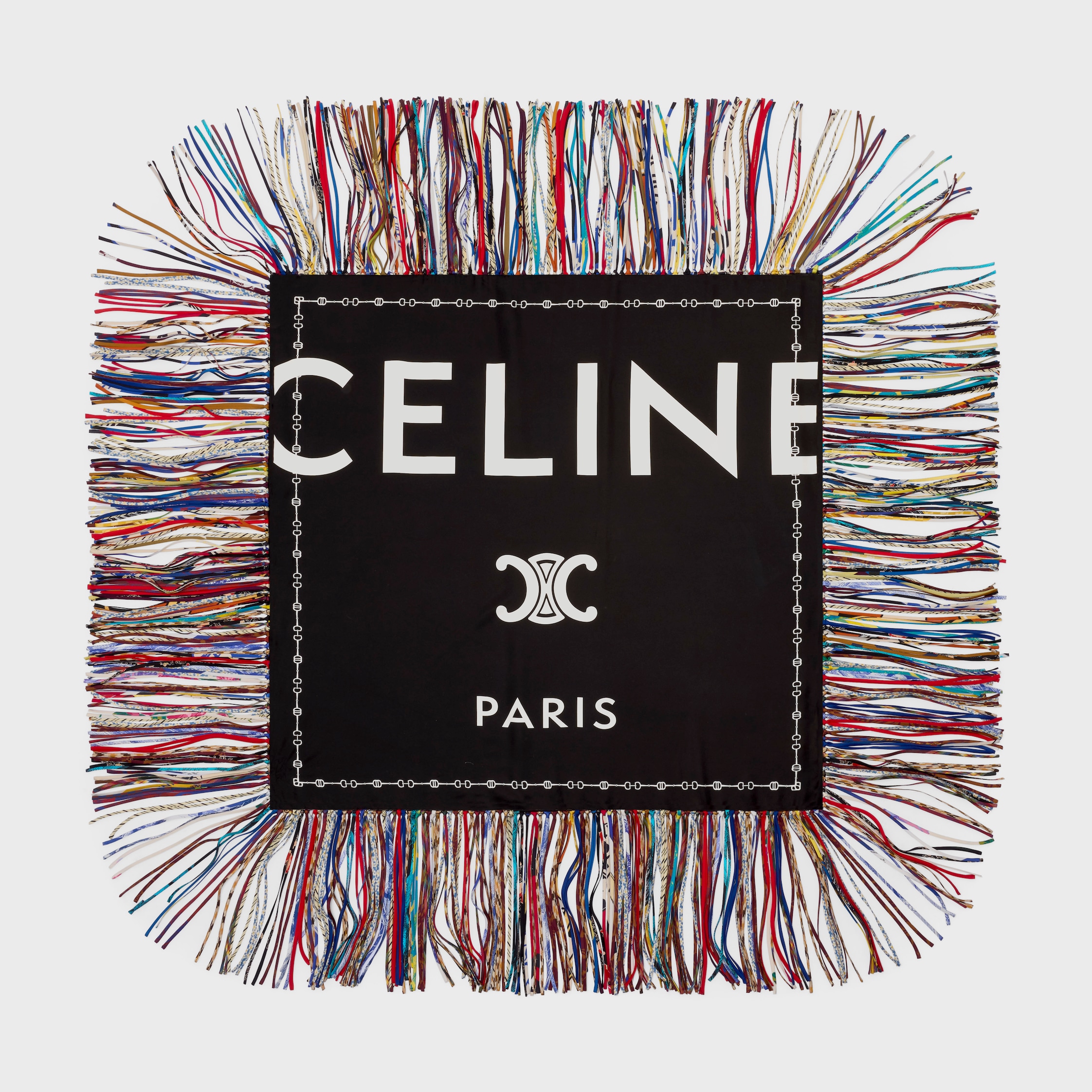 Fringed Square in Silk Twill