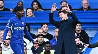 Chelsea manager Mauricio Pochettino reacts during the Blues loss at home to Brentford in October 2023.