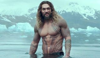Justice League Aquaman stands in the waters of Iceland