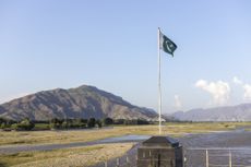 Pakistan flag with a beautiful scenery 