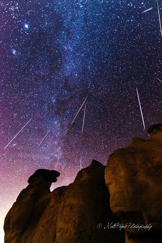 Geminid Meteors Over Paint Mines in Colorado