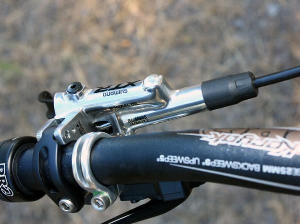 Shimano's latest XTR brake master cylinder features a unique double barreled layout that's cleaner looking than before but also easier to bleed, according to Shimano.