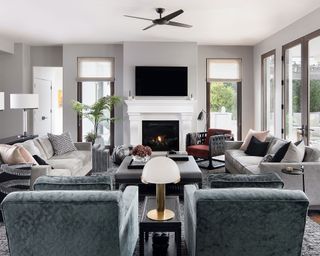 Small living room TV with grey color scheme