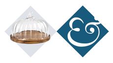 Round wooden platter with glass pumpkin-shaped dome