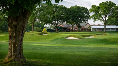 The 18th green at Oak Hill Country Club