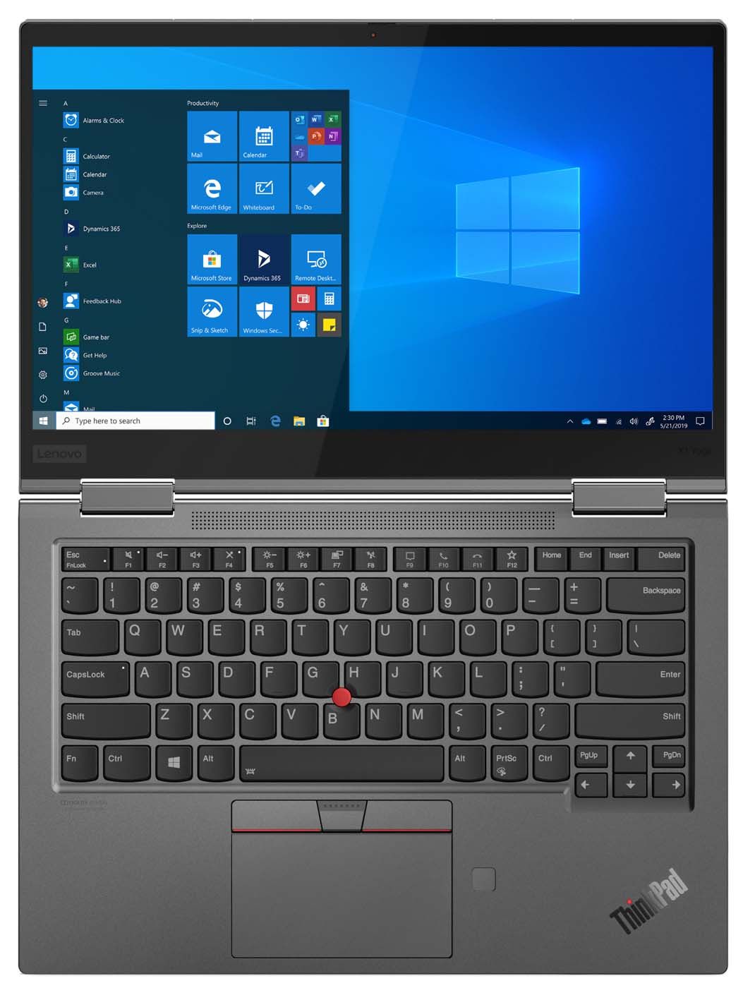 Lenovo ThinkPad X1 Yoga Gen 5 top view