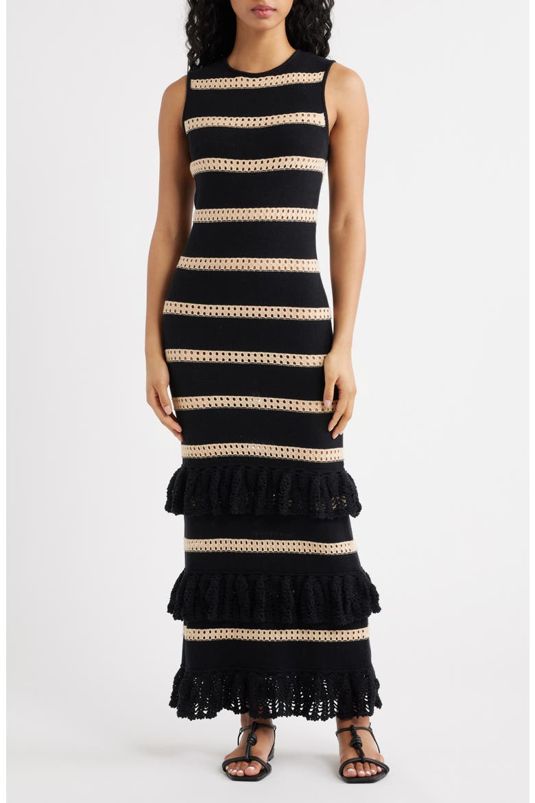 Ana Stripe Cotton Blend Knit Midi Dress