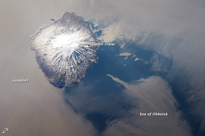 Alaid volcano from space