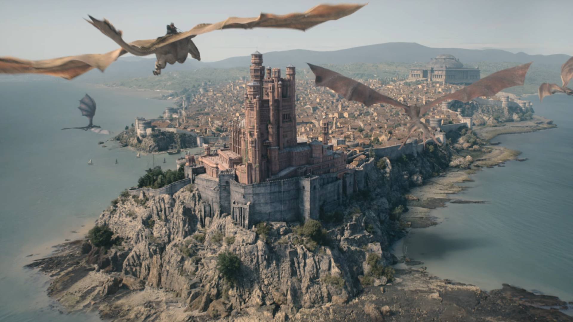 Dragons over King's Landing in House of the Dragon season 3