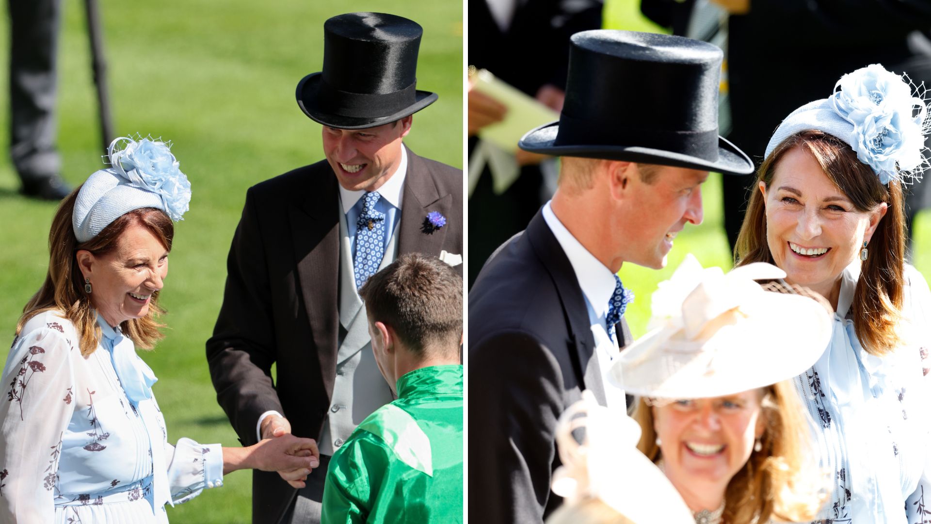 Two photos of Prince William and Carole Middleton 