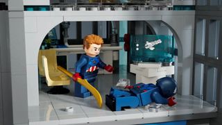 Lego Captain America admires "America's Ass" in the new Lego Avengers Tower