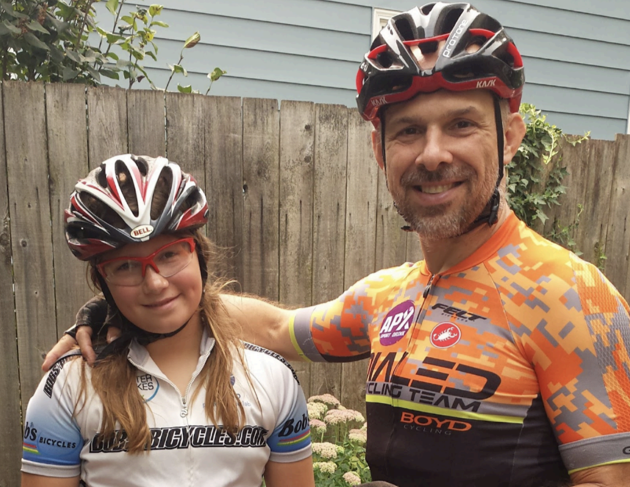 Kylee Hanel as a young teenager with her father, Dr. Chris Hanel