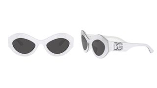 2 images of white oval Dolce & Gabbana sunglasses