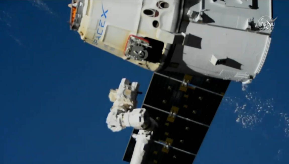 A SpaceX CRS-19 cargo ship departs the International Space Station on Jan. 7, 2020 to end the company's 19th resupply mission for NASA.