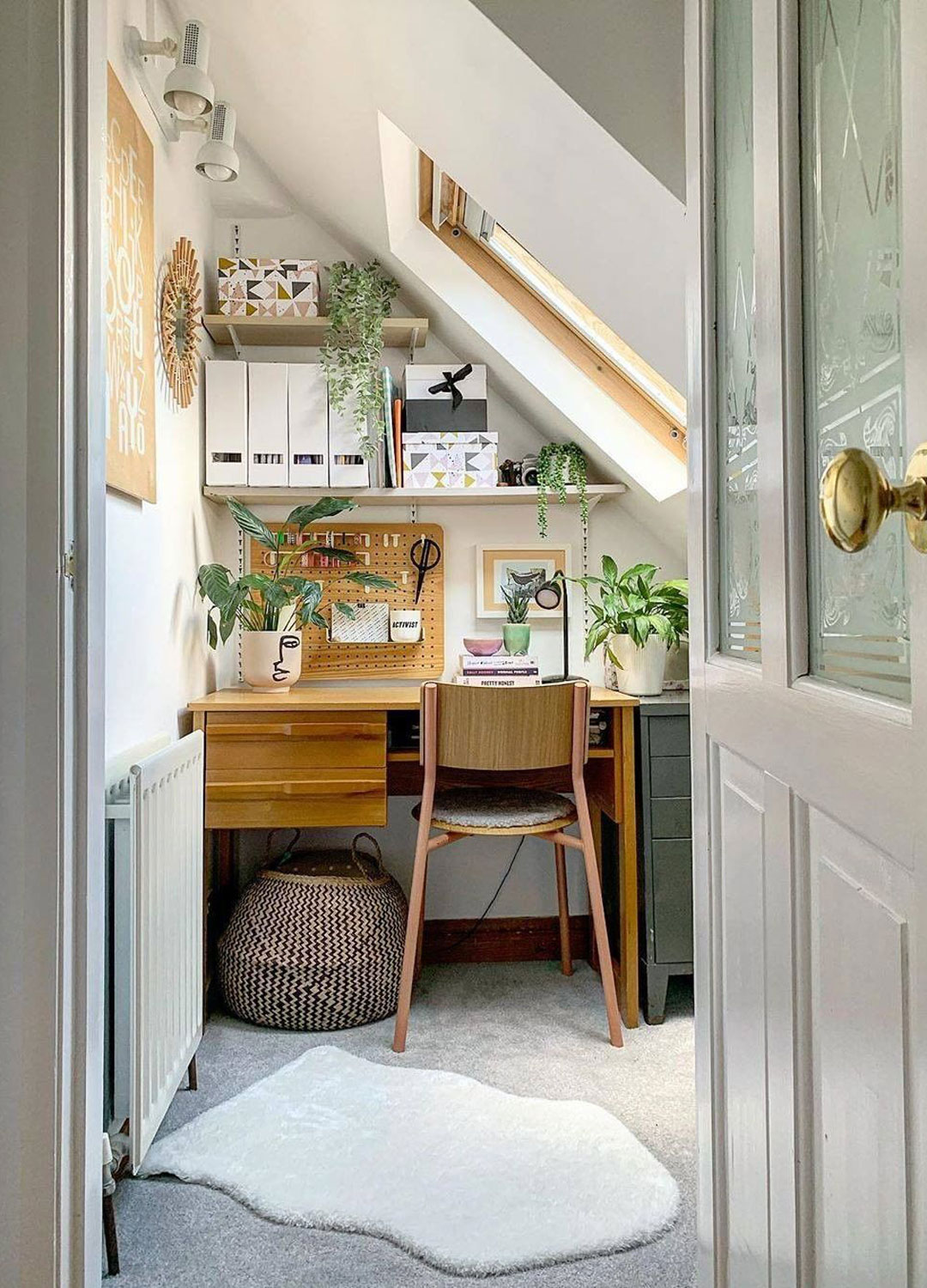 small home office with skylight